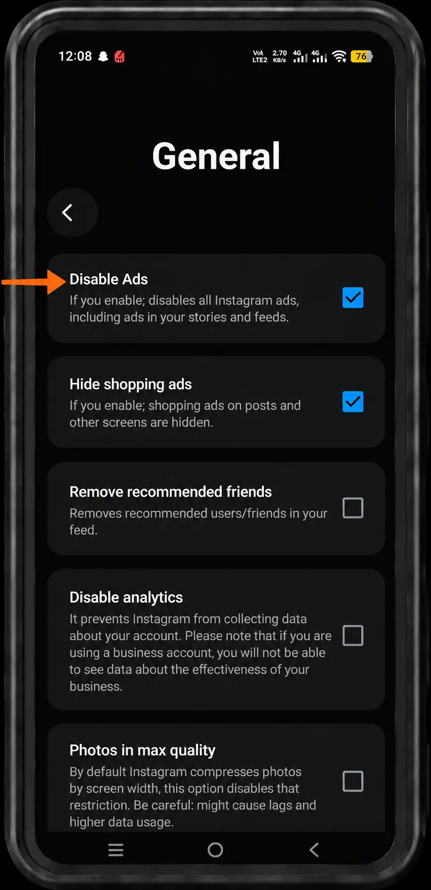 disable ads