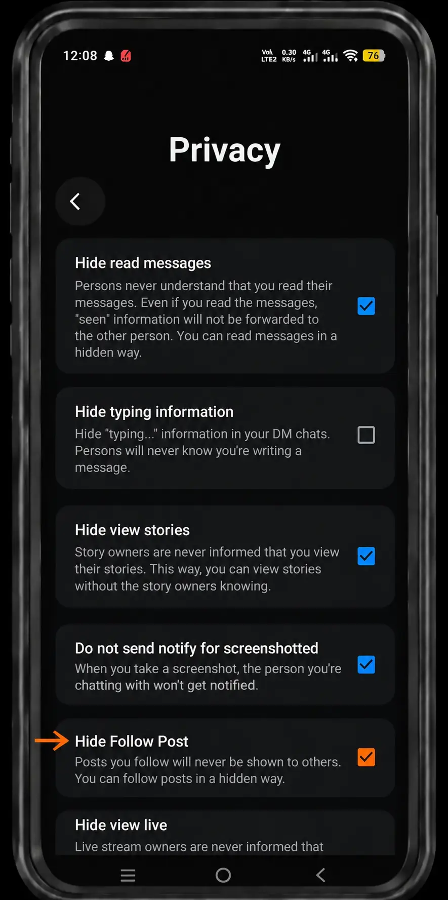 hide follow post
