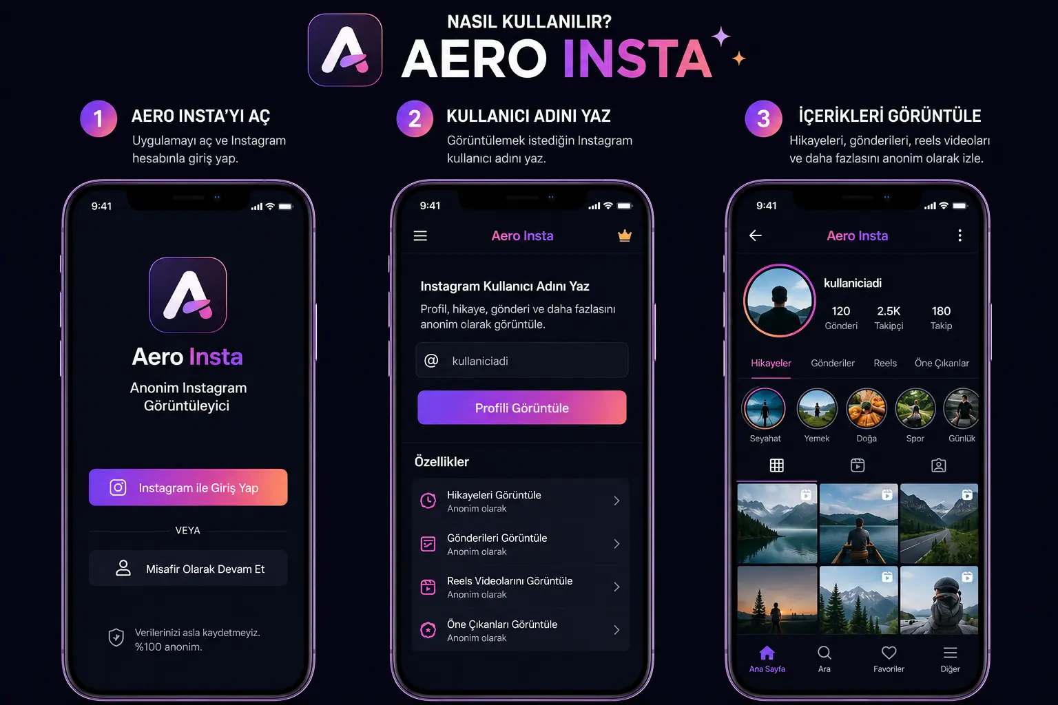 how to use aeroinsta